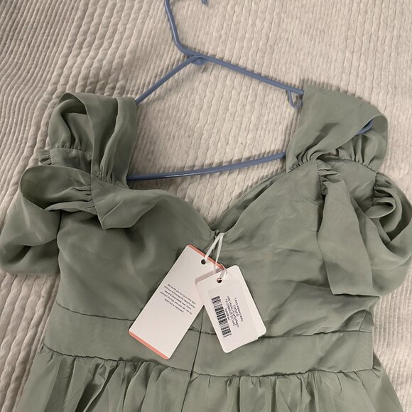 NWT Sweetheart A‑Line Chiffon Midi Dress • Size L • Fully Lined Elegant Midi - Picture 4 of 5